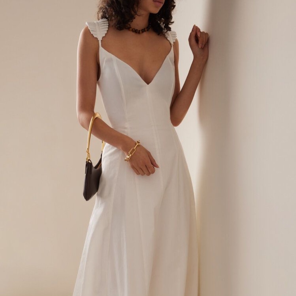 Andrea Iyamah Vola Maxi Dress in Ivory